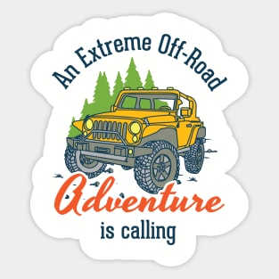 An extreme offroad adventure is calling - camping, hikking, trekking, vacation, christmas, new year Sticker